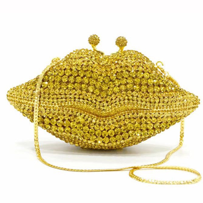 Crystal lip diamond bag