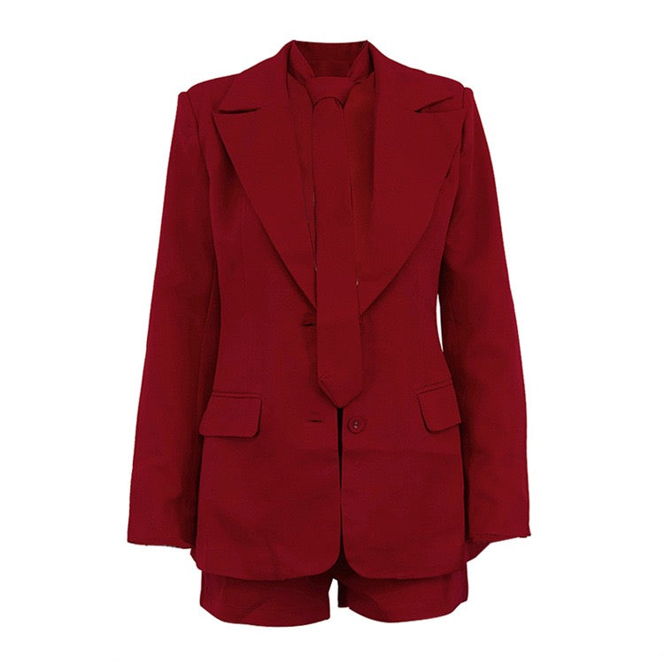 Stella Red Short and Jacket Set with Tie