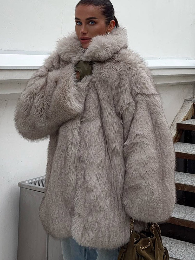 Gradient faux fur coat