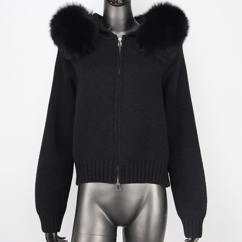 Faux fur cardigan