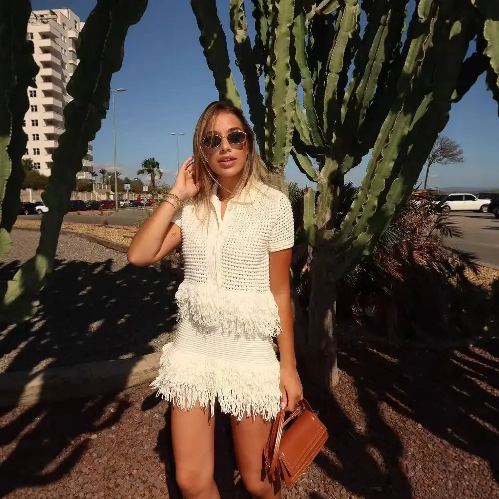 Fringes skirt set
