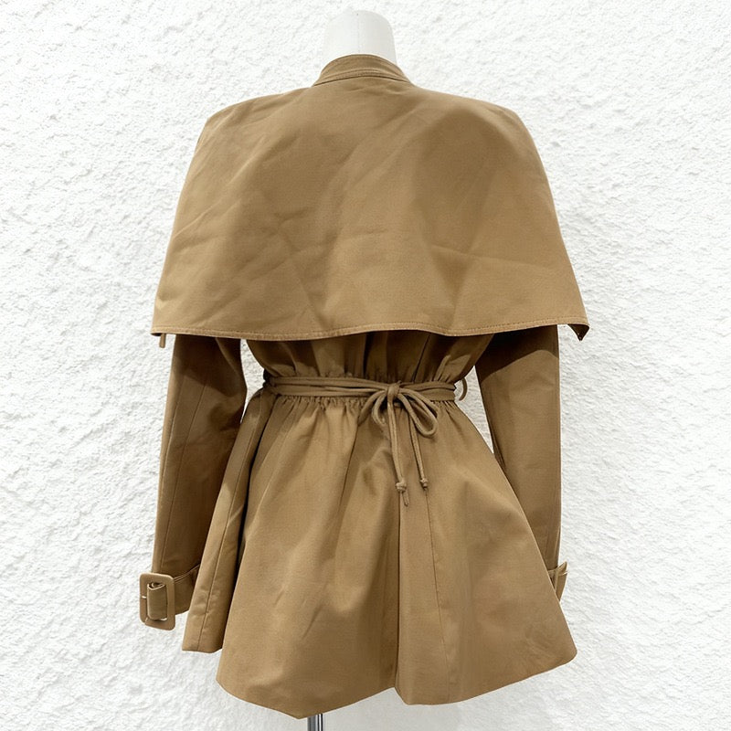 Camel cape trench coat