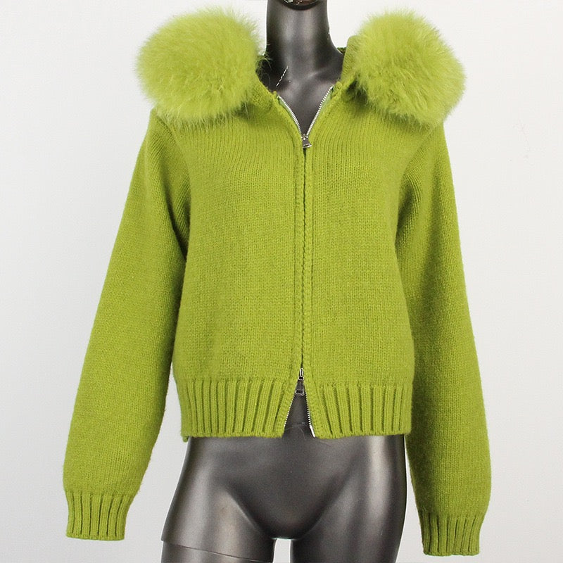Faux fur cardigan
