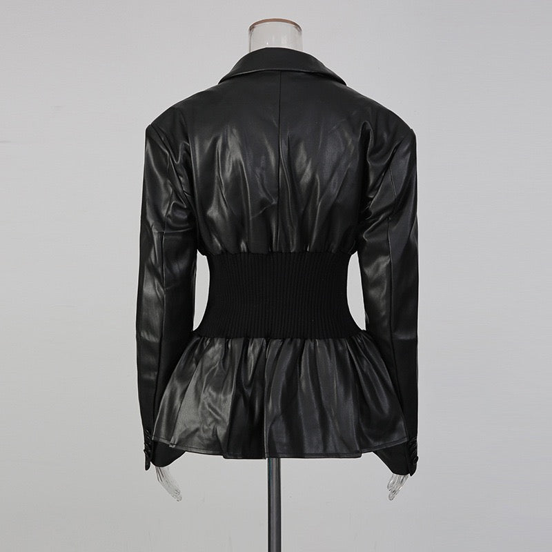 Leather waist jacket