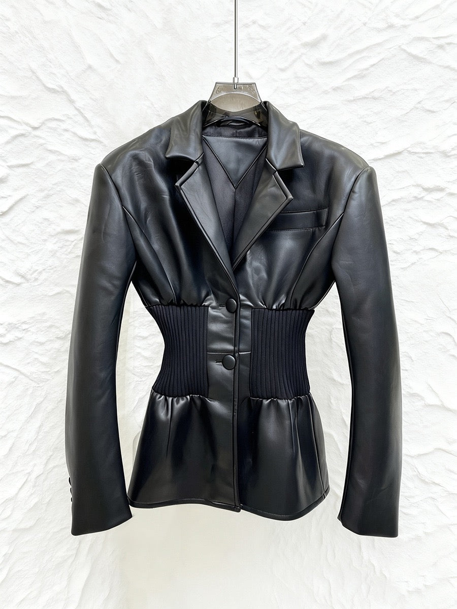 Leather waist jacket