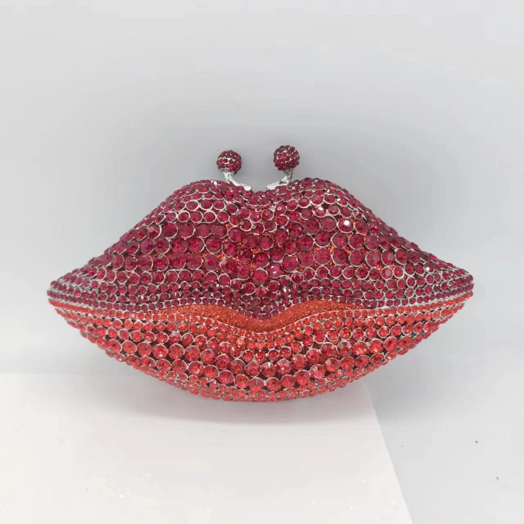 Crystal lip diamond bag