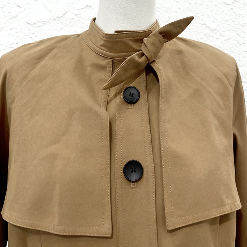 Camel cape trench coat