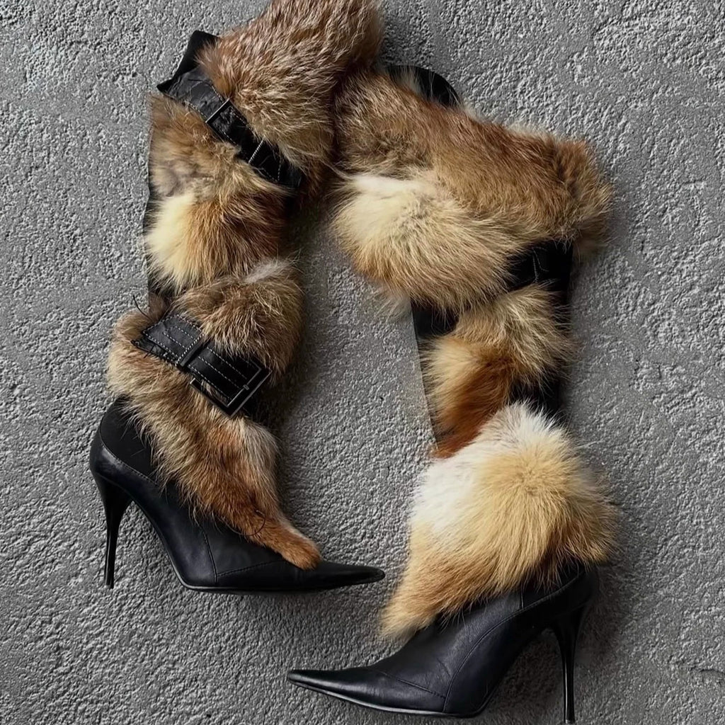 Fur leather boots