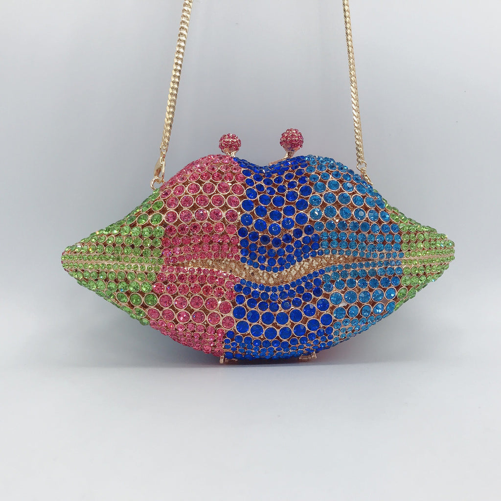 Crystal lip diamond bag