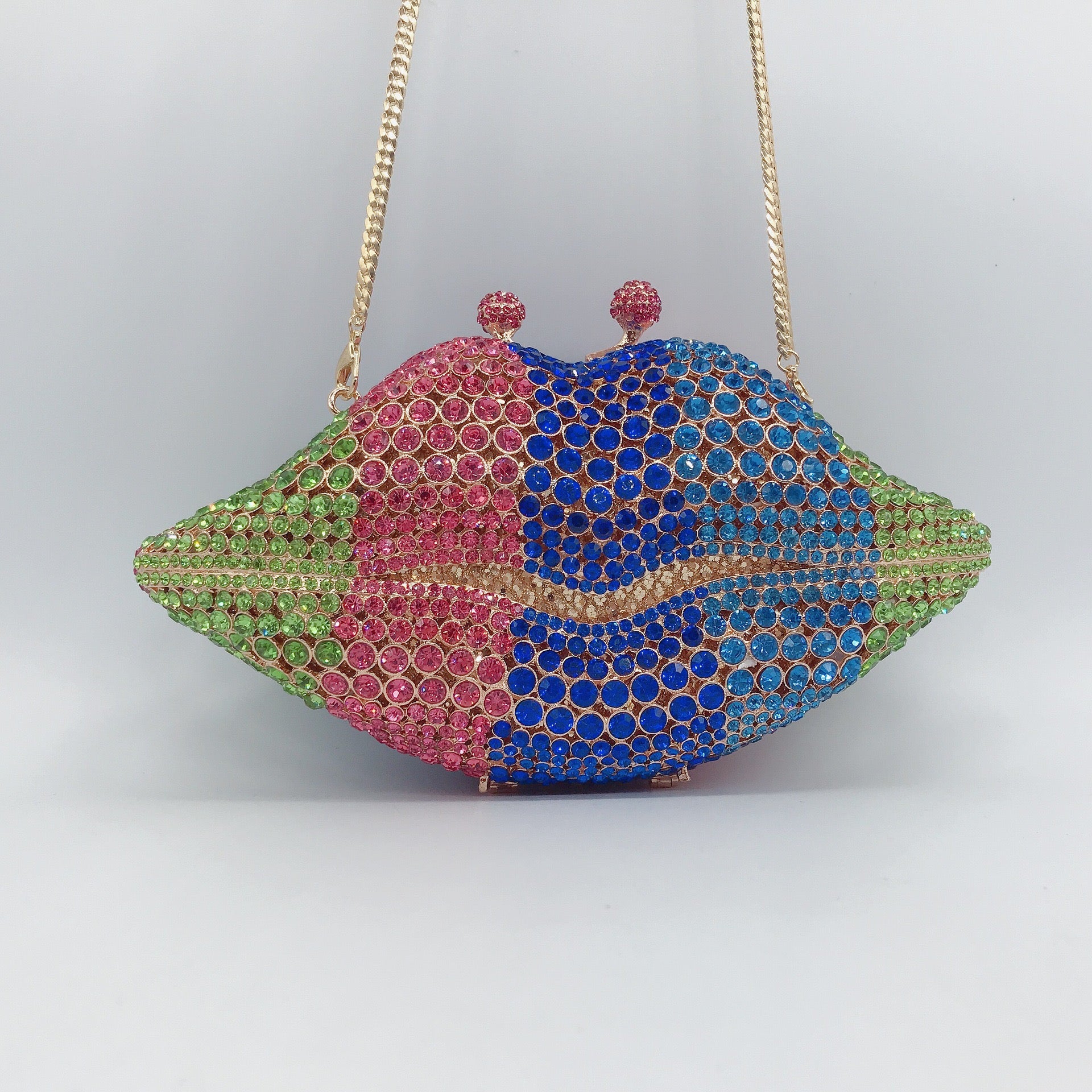 Crystal lip diamond bag