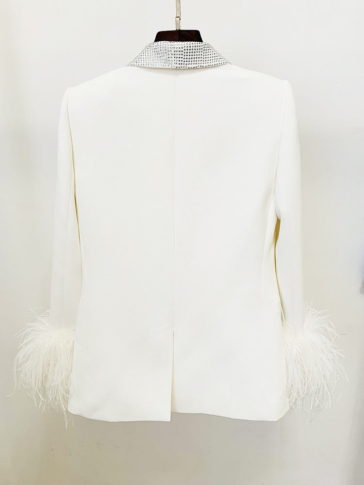 Blazer with feathers