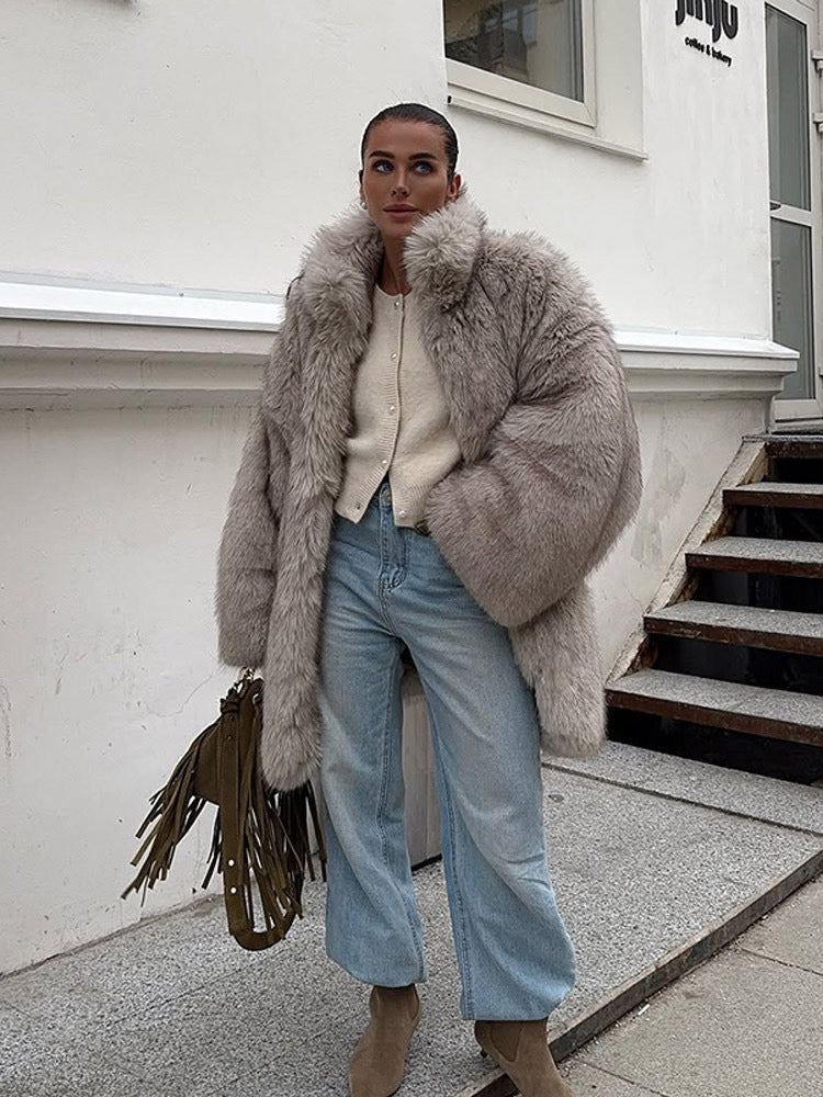 Gradient faux fur coat