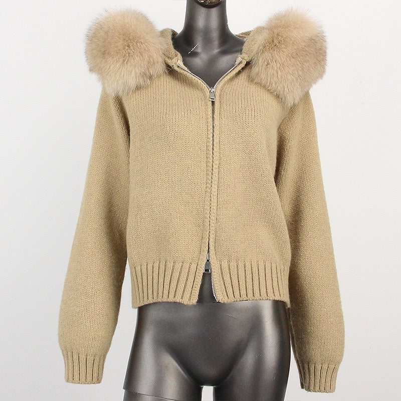 Faux fur cardigan