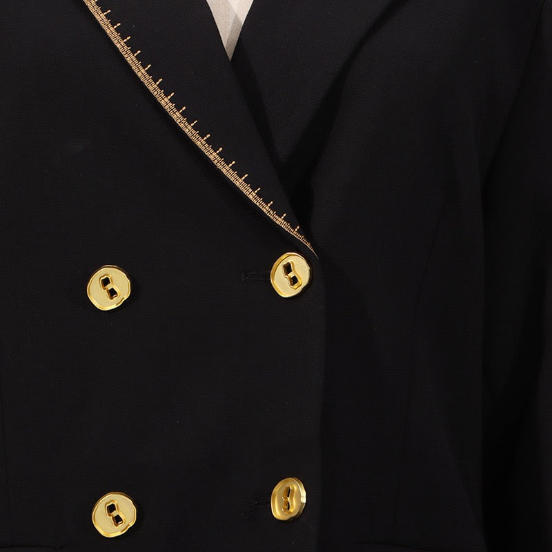 Crepe Knit Gold Button Jacket