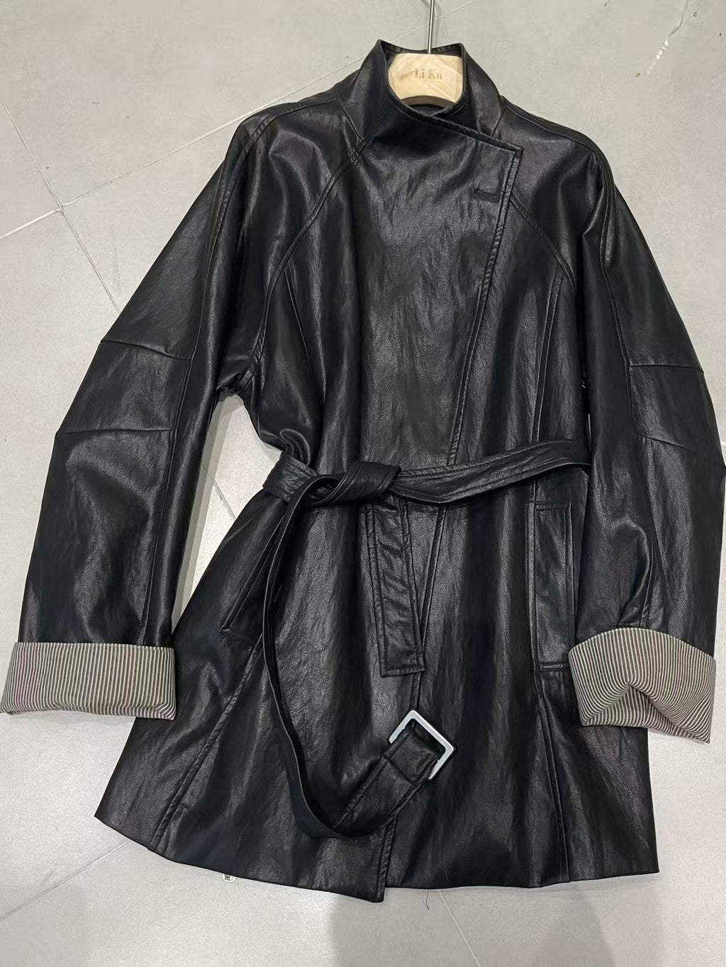 Washed leather jacket