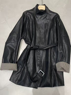 Washed leather jacket