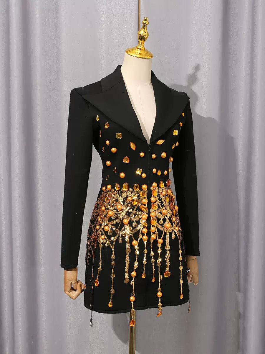 Tassels and rhinestone luxury blazer