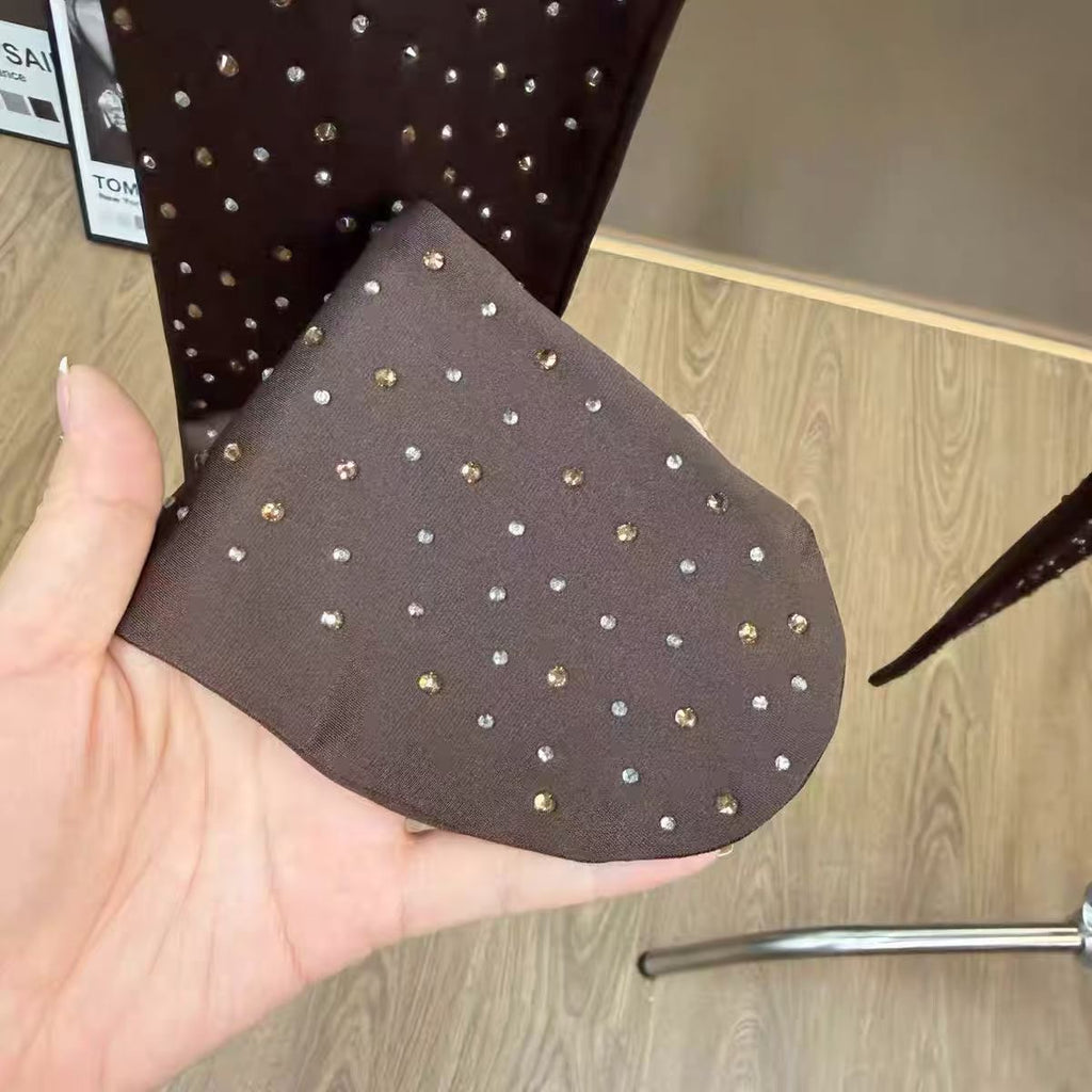 Elastic waist rhinestone socks