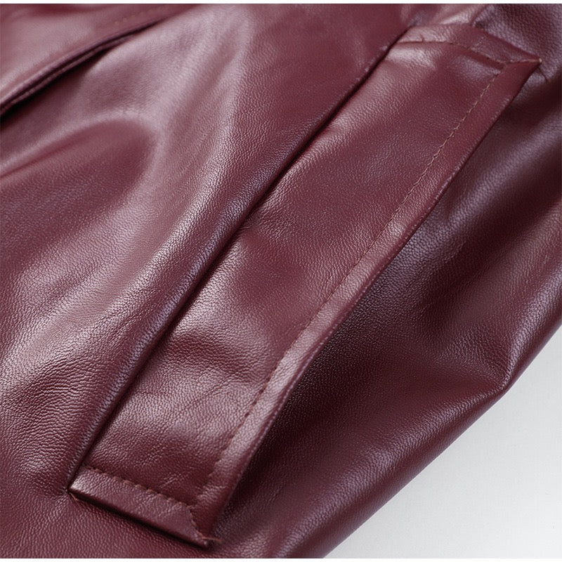 faux leather trench coat