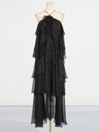 Stitching ruffled dress