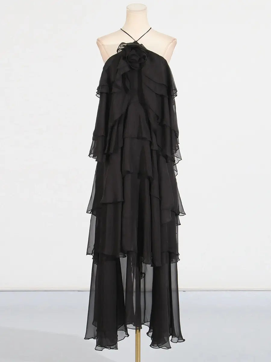 Stitching ruffled dress