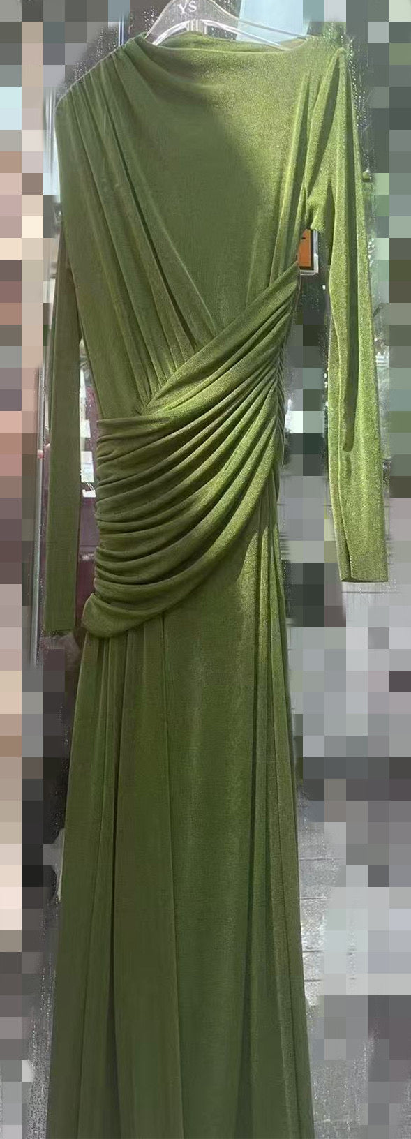 Asymmetric ruched bodice maxi