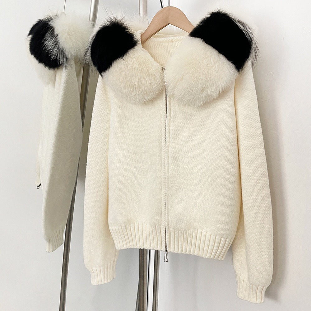 Faux fur cardigan
