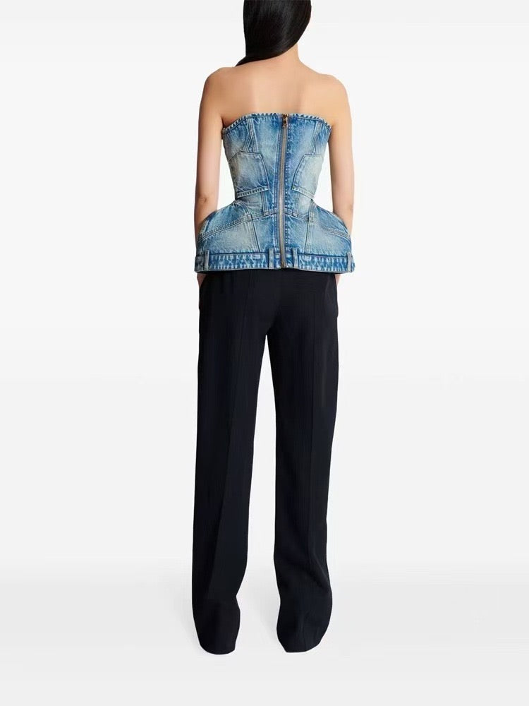 Denim tube top