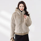Women Faux Fur Hooded Overcoat Plush Coat Hoodie