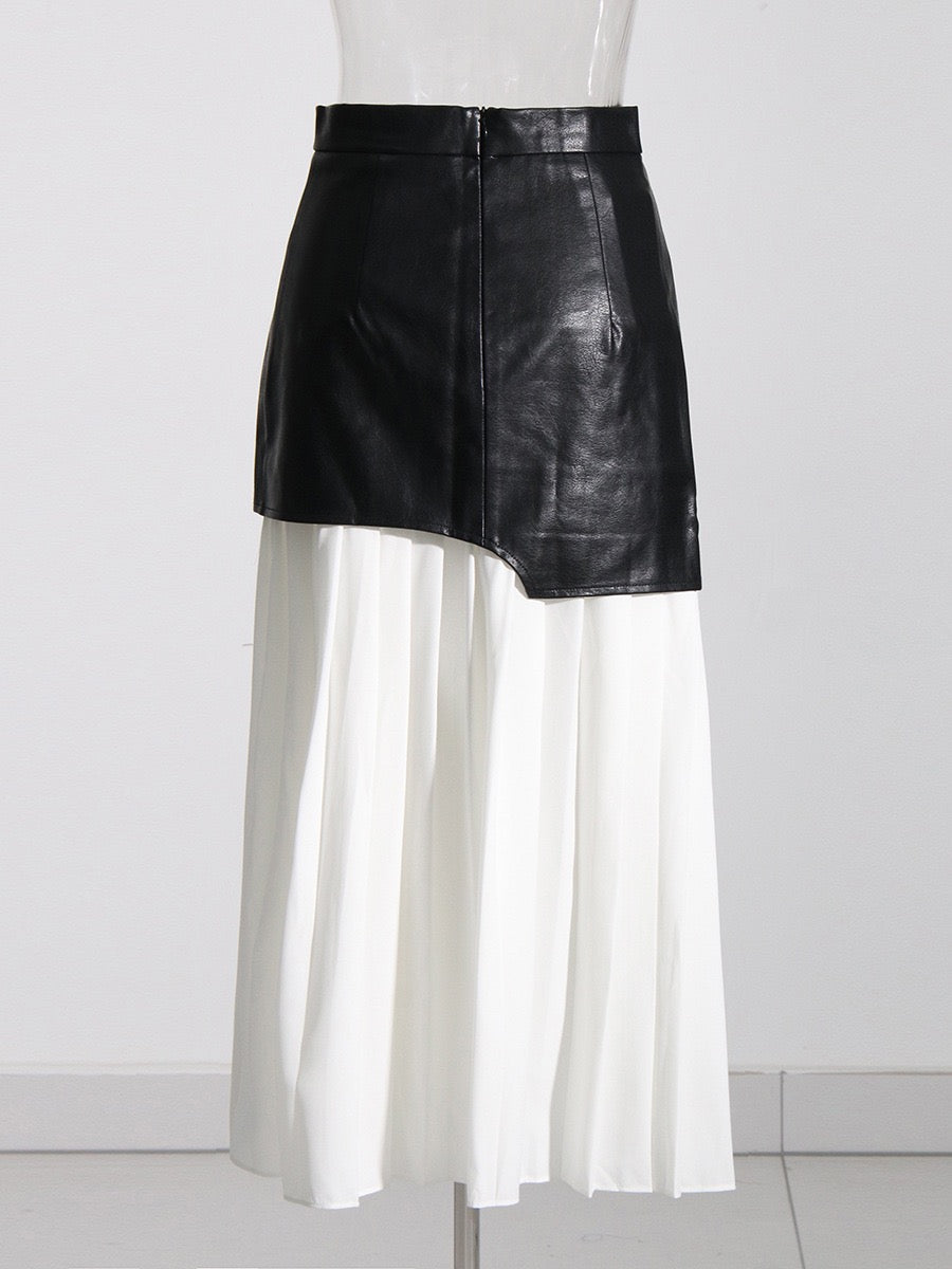 British mid leather skirt style