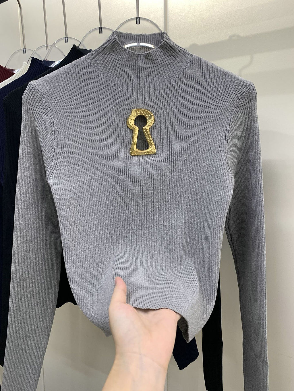 Sexy knitted turtleneck top