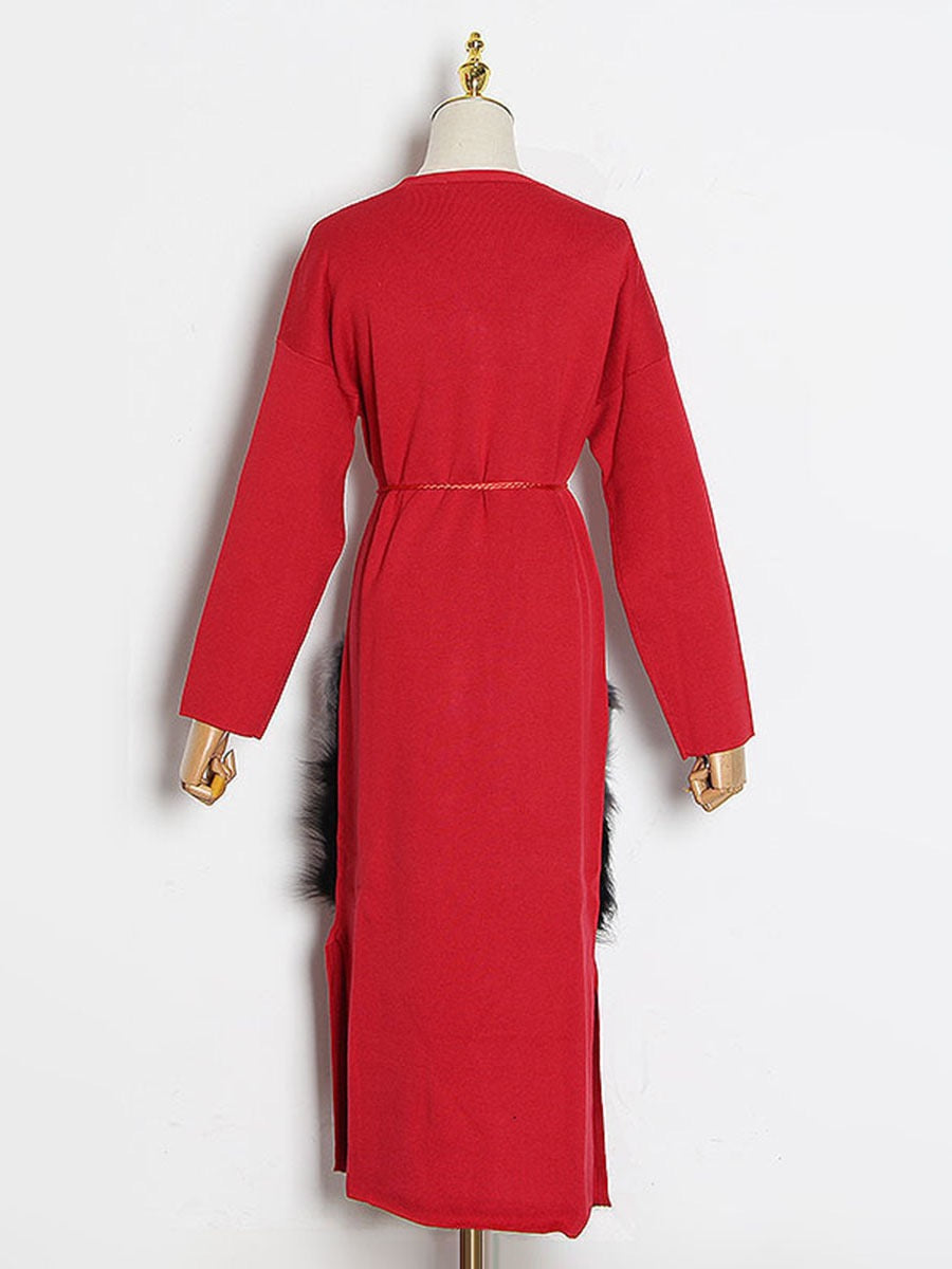 Long knitted cardigan coat