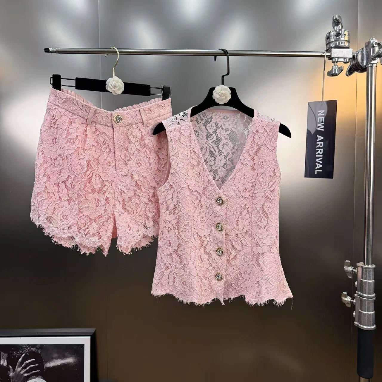 Lace shorts set