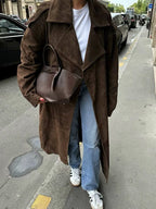 Chic long suede coat
