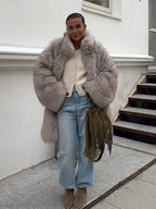 Gradient faux fur coat
