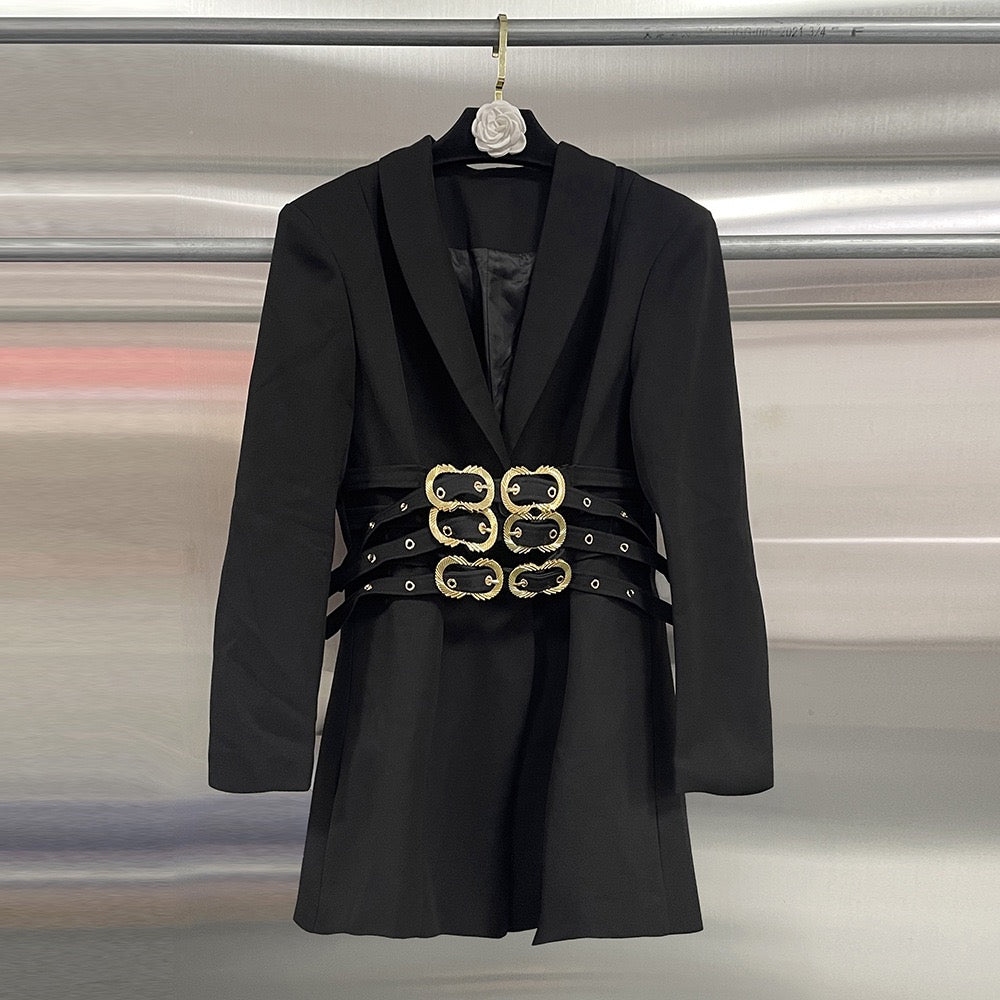 Multi layer metal buckle belt jacket
