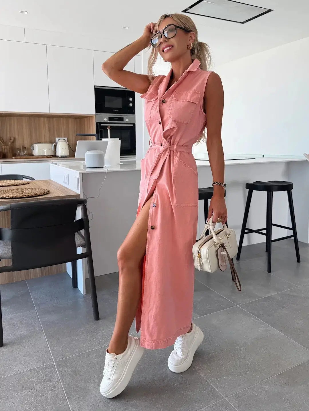Sleeveless jeans dress