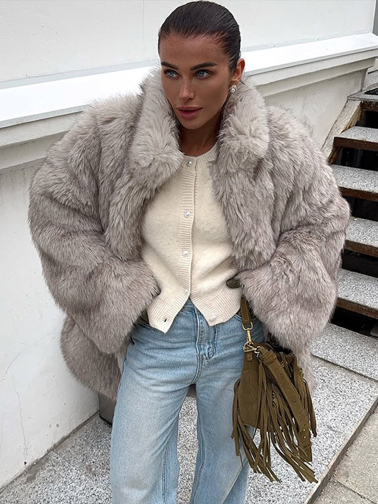 Gradient faux fur coat