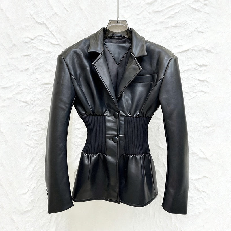 Leather waist jacket