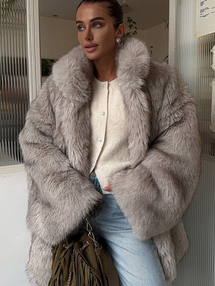 Gradient faux fur coat