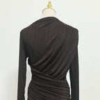 Asymmetric ruched bodice maxi