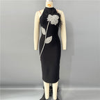 New flower encrusted diamond feather dress