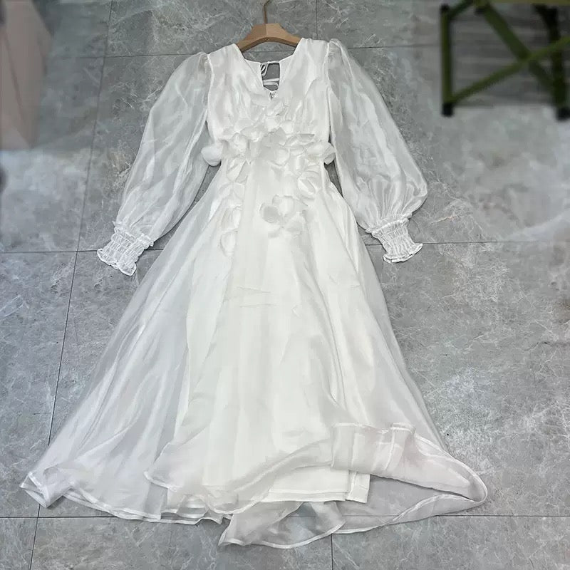 French niche spring v neck dress