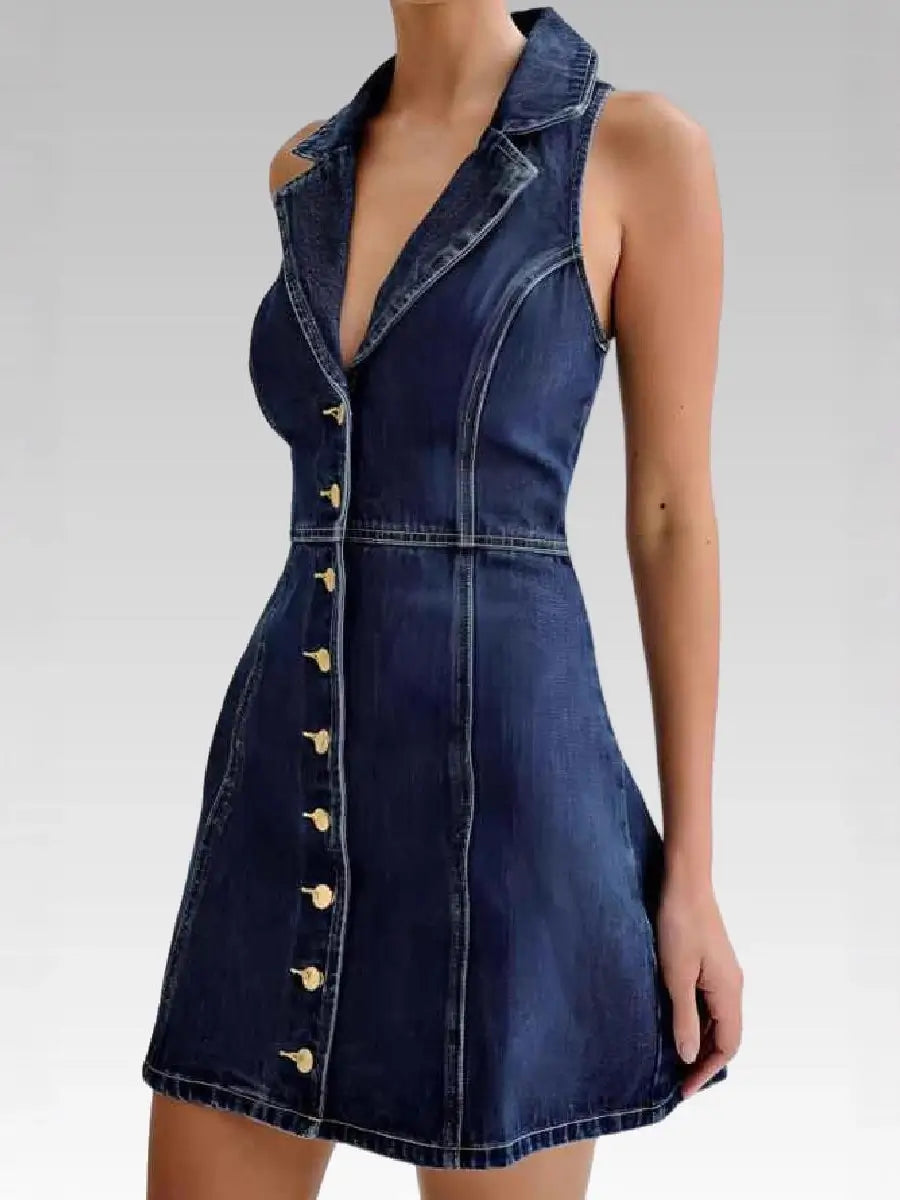 Retro denim mini dress