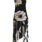 Asymmetrical backless printed dress