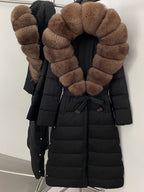 Winter Womens Hooded Fur Collar Down Jacket Long Coats Overcoat Zipper