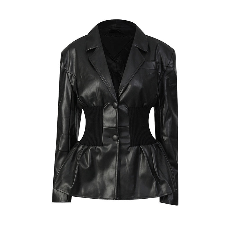 Leather waist jacket