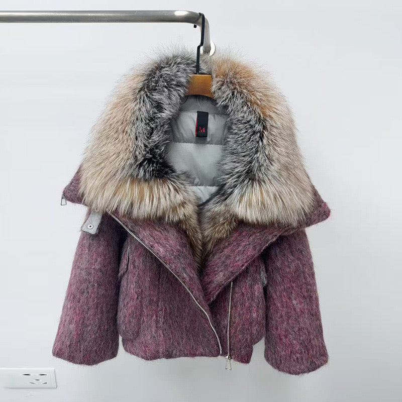 Jacket with fur collar