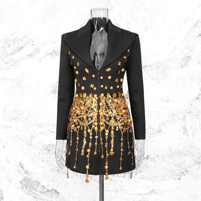 Tassels and rhinestone luxury blazer