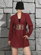 Multi layer metal buckle belt jacket